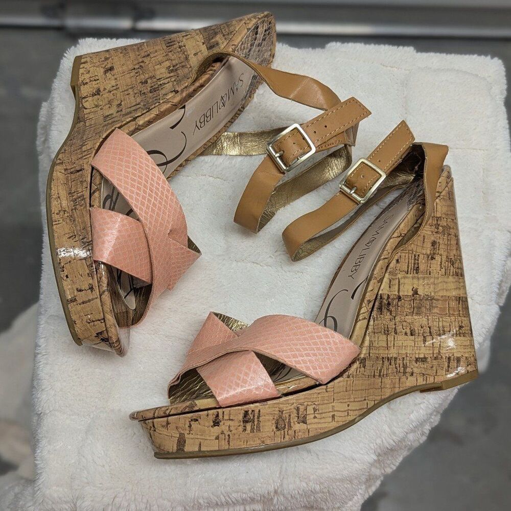 Coastal Cowgirl Boho Strappy Wedge Sandals Sam & Libby Cork Platform  9.5‎